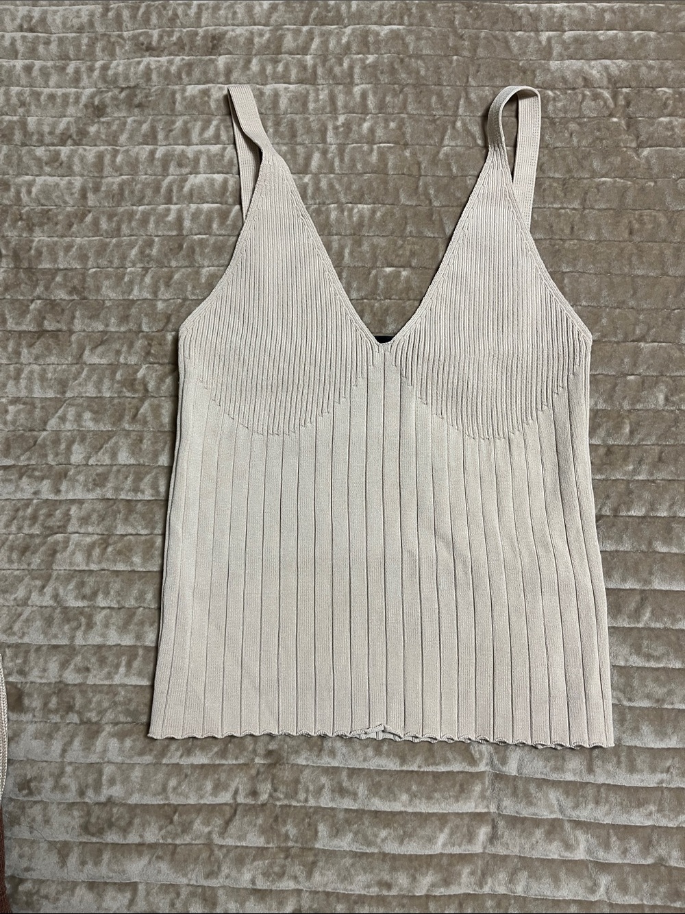 Zara Beige ribbed tank/ bra top - size small
